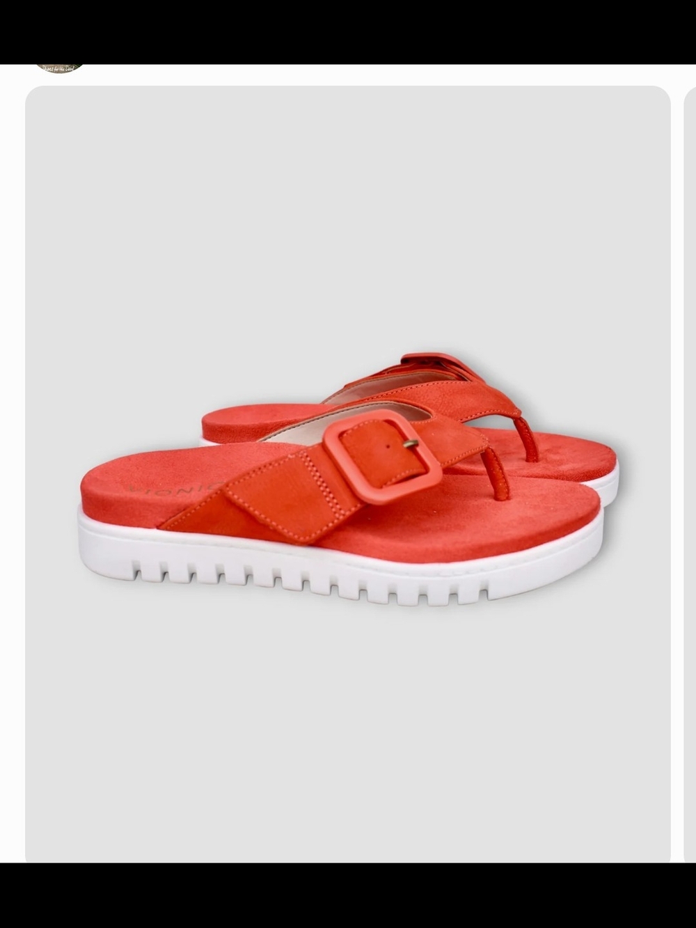 Vionic Orange Suede Buckle Thong Sandals - Picture 5 of 5
